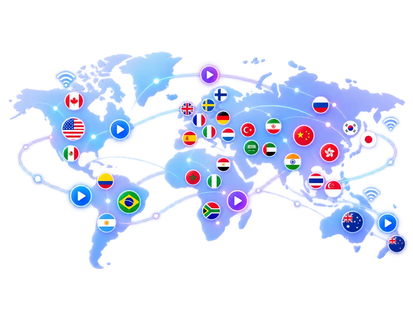 Beast IPTV worldwide channel coverage map across America and Europe